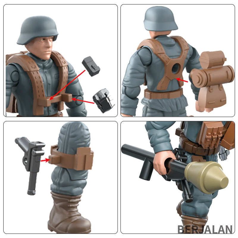 【Toy】 WW2 Quân Binh Lính Quân Đức Liên Xô Hình Vũ Khí Mô Hình Khối Xây Dựng Đồ Chơi Chiến Tranh Thế Giới 2 Đội Bộ Xe Xe Máy BT14