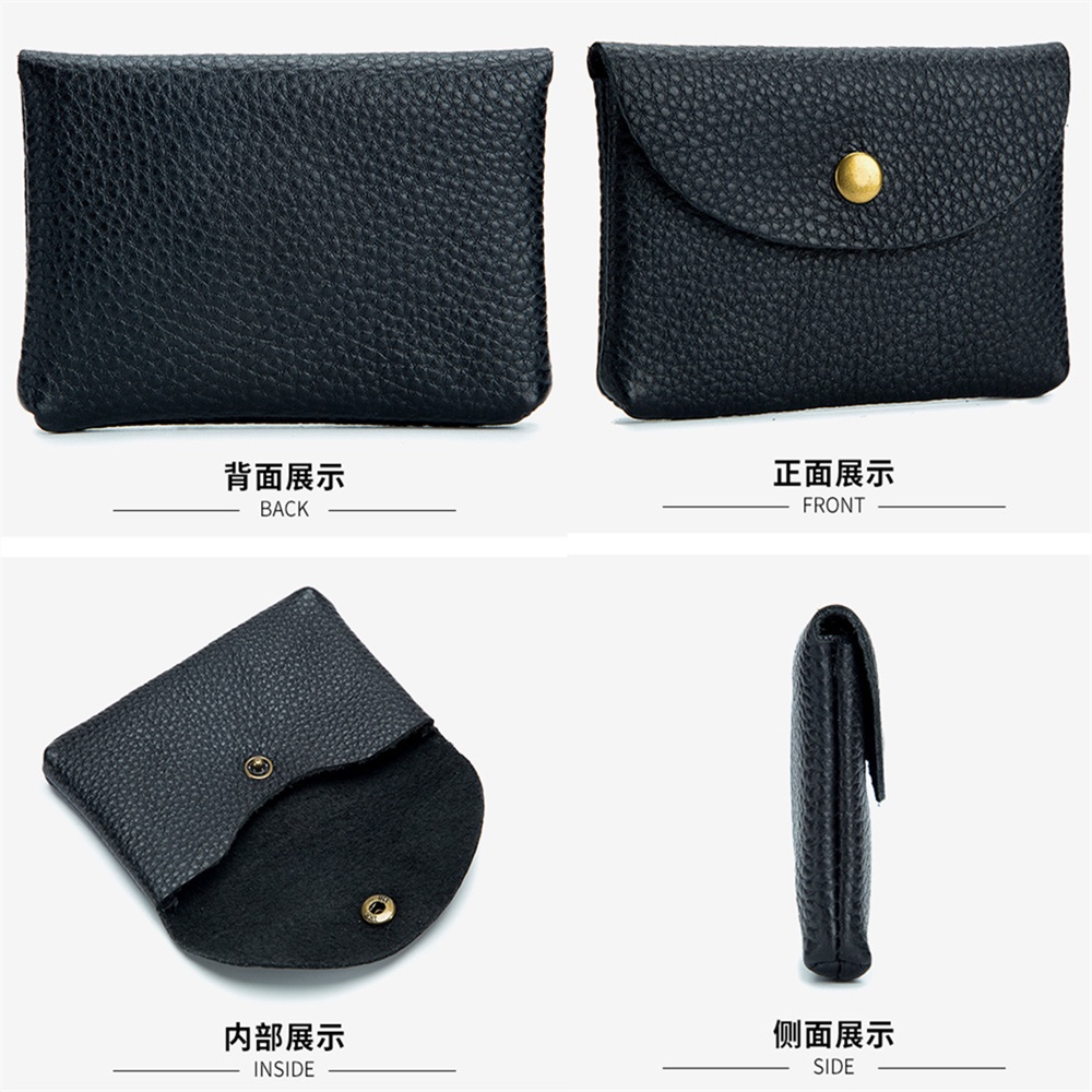 Ví da bò mini nhỏ gọn màu trơn đa dụng