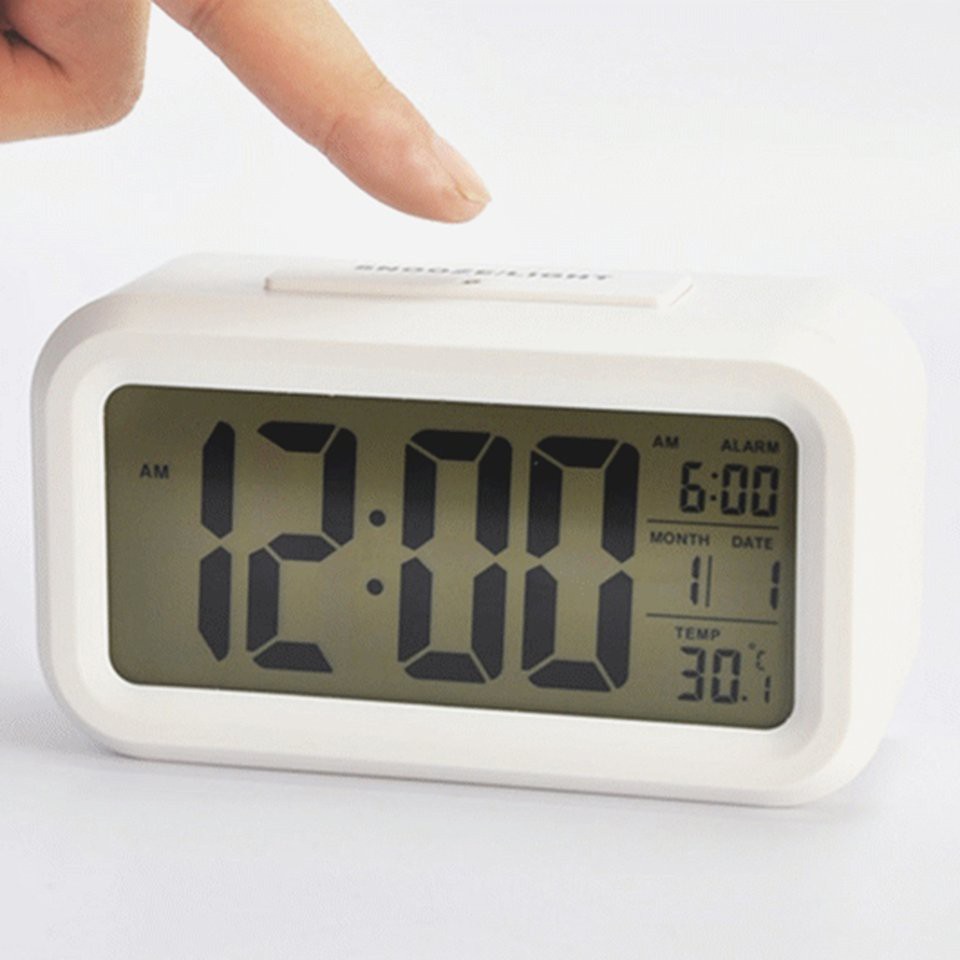 Đồng Hồ Báo Thức Điện Tử Màn Hình Lcd Hiển Thị Lịch Có Đèn Nền