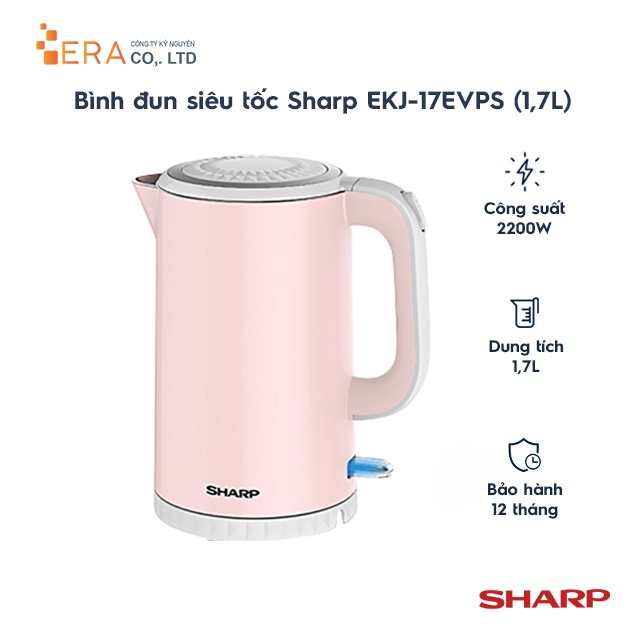 [Mã ELHADEV giảm 4% đơn 300K] Bình đun siêu tốc Sharp 1.7 lít EKJ-17EVPS