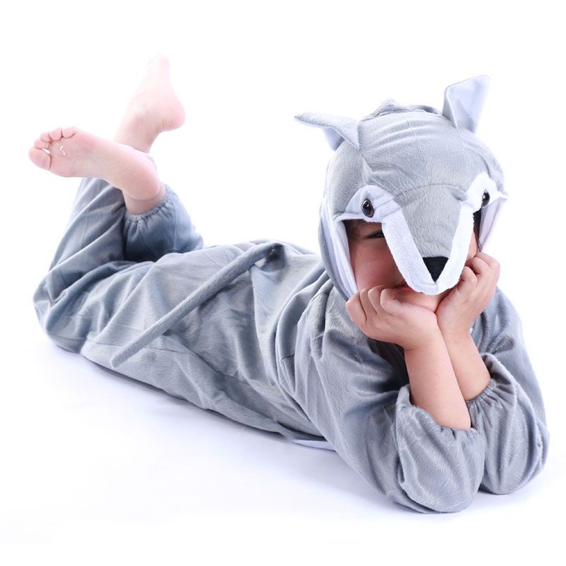 (CÓ SẴN) Bộ Đồ Hoá Trang Chó Sói Cho Trẻ Em và Người Lớn, Bộ Trang Phục Hoá Trang Sói Xám