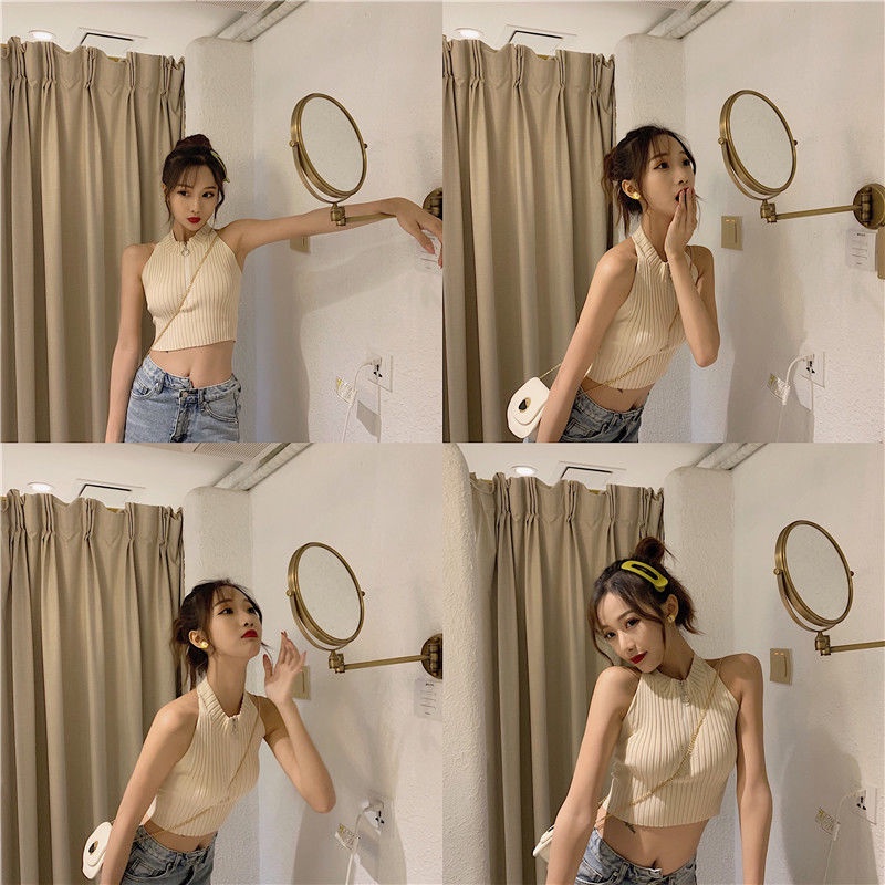 COZOK Áo Tank Top Hở Lưng Ôm Dáng Quyến Rũ Phong Cách Hồng Kông