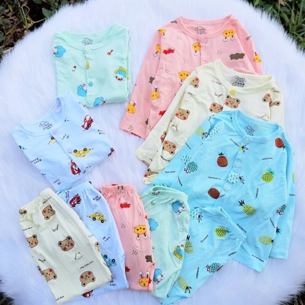 Bộ Dài Tay Thun Lạnh Petit Cho Bé Sơ Sinh - Chất Vải Mềm Mát - Giữ Ấm Tốt - Quần Áo Cho Bé Trai Bé Gái Sơ Sinh 4-14KG