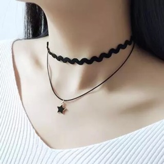 [Kiểu 3] Vòng cổ choker đen hai tầng hình ngôi sao - Dây chuyền thời trang Hàn Quốc