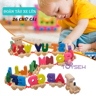 Đồ chơi gỗ đoàn tàu xe lửa kéo dài gồm 26 chữ cái cho bé vừa chơi vừa học - Quà tặng sinh nhật cho trẻ em