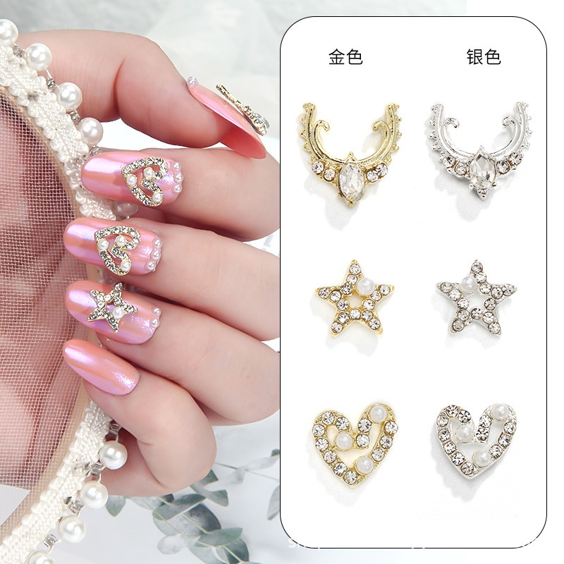 Miếng Dán Trang Trí Móng Tay Nghệ Thuật Hình Hươu Sao Năm Cánh Bằng Hợp Kim Màu Sắc Đa