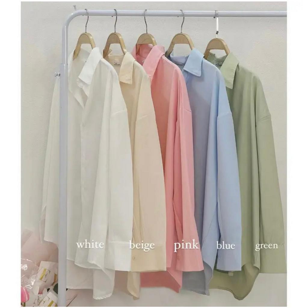 Áo sơ mi lụa form rộng dài tay tông màu pastel - áo sơ mi hot trend_23254
