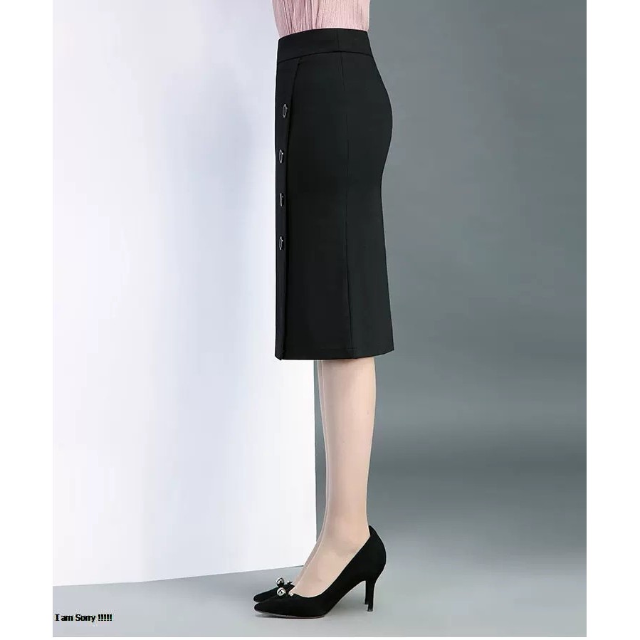 Chân váy bút chì xẻ tà 60cm lệch dáng suông