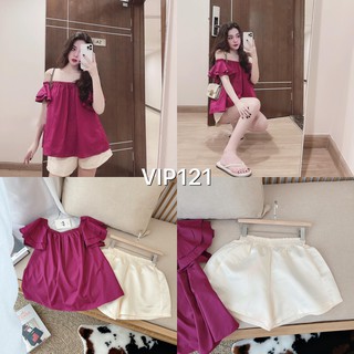 SET ÁO TRỄ VAI TÍM QUẦN SOOC GẤM HÀNG CHUẨN NỮ VIP121