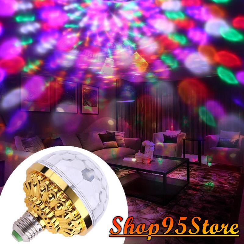 Đèn led trang trí tết Đèn LED pha lê mạ vàng nhấp nháy 7 màu xoay 360 độ chơi Tết