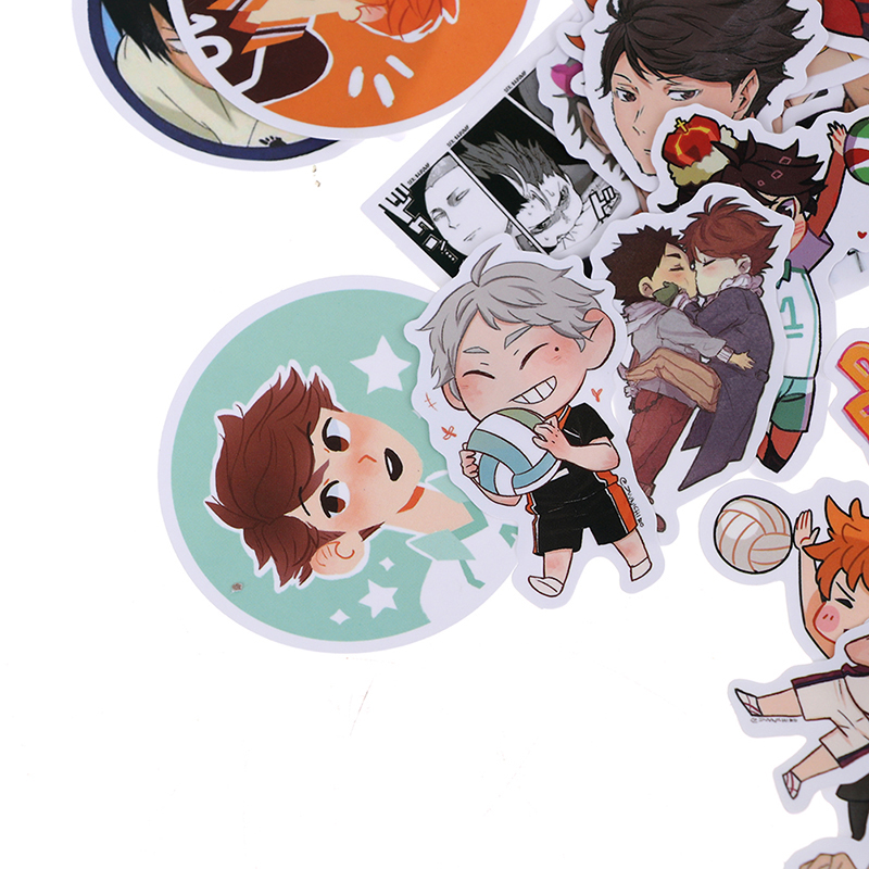 Bộ 50 Miếng Dán Pvc Chống Thấm Nước Hình Anime Haikyuu