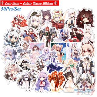 ❉ Miếng Dán Hình Anime Azur Lane Series 01 ❉ Bộ 50 Miếng Dán Họa Tiết Trò Chơi Thời Trang DIY