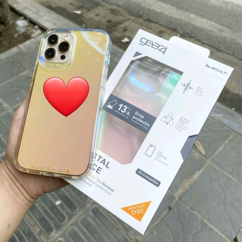 Ốp GEAR 4 Lưng Kính Viền Mềm Đổi Màu Sắc 14 pro max/14 pro/13 pro max/13/13 pro/12/ 12 Pro/ 12 Pro Max - Hàng Hãng GEAR4
