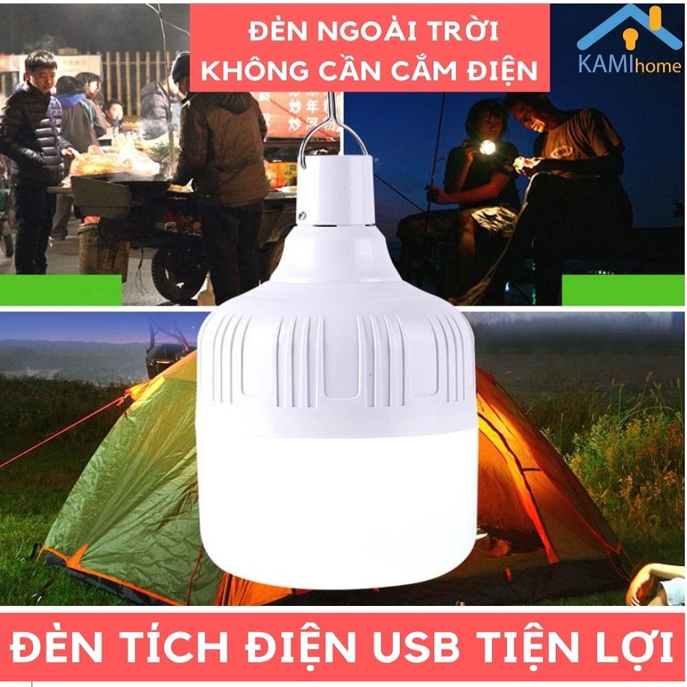 Bóng đèn Led Bulb sạc tích điện cổng USB có Pin tháo rời 40/60/100W mã 37001