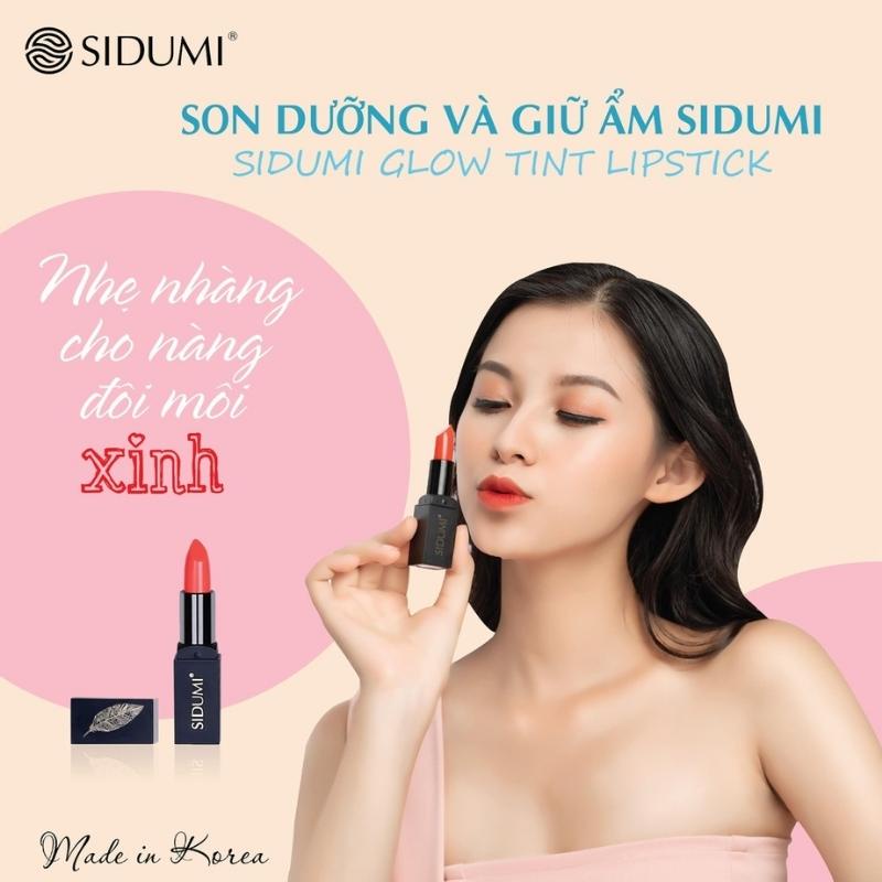 Son Dưỡng Môi Có Màu Chính Hãng Hàn Quốc Lâu Trôi Dưỡng Ẩm Hồng Môi Sidumi Glow Tint Lipstick 4G SDM 612