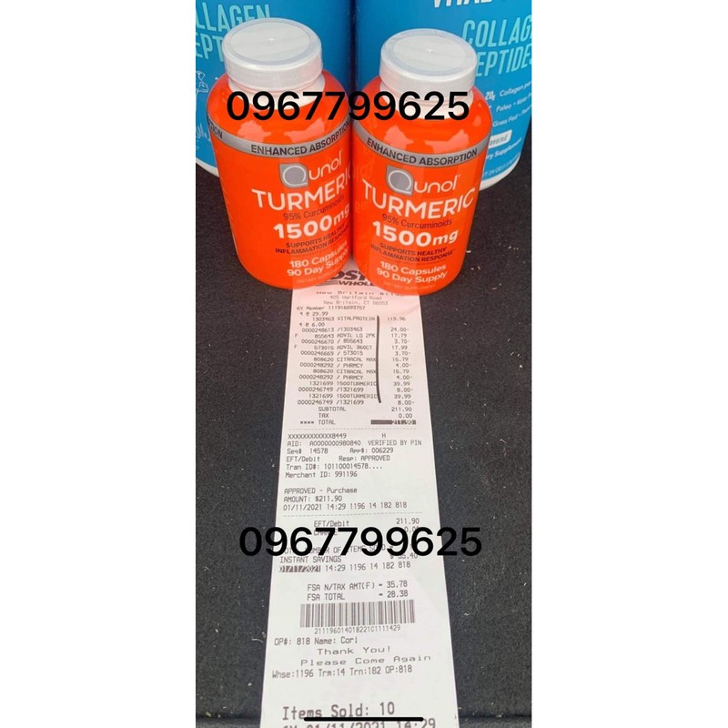 Viên nghệ TUMERIC CURCUMIN QUNOL 1500mg của Mỹ