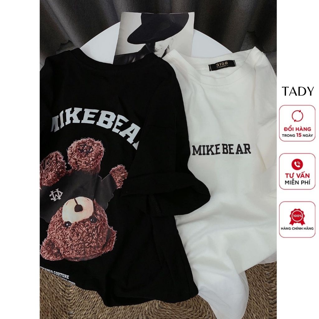 Áo Thun 3158 MIKEBEAR Chất Cotton Form Rộng Tay Lỡ Unisex Dành Cho Nam Và Nữ