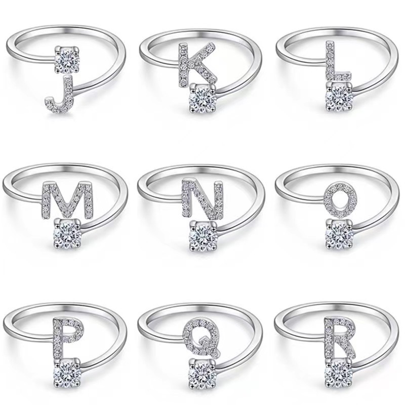Nhẫn Cặp Khắc Chữ Cái / Chữ Số Tùy Chỉnh Kích Thước A-M Thời Trang Cho Nam Và Nữ
