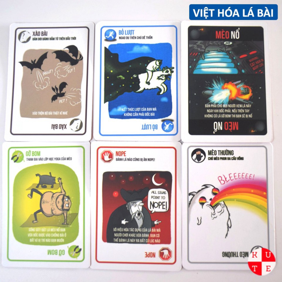 Bài Mèo Nổ Giá Rẻ Việt Hóa Lá Bài 2021 Exploding Kittens 56 Lá Cán Màng Chất Giấy Dày Dặn Rẻ Sập Sàn