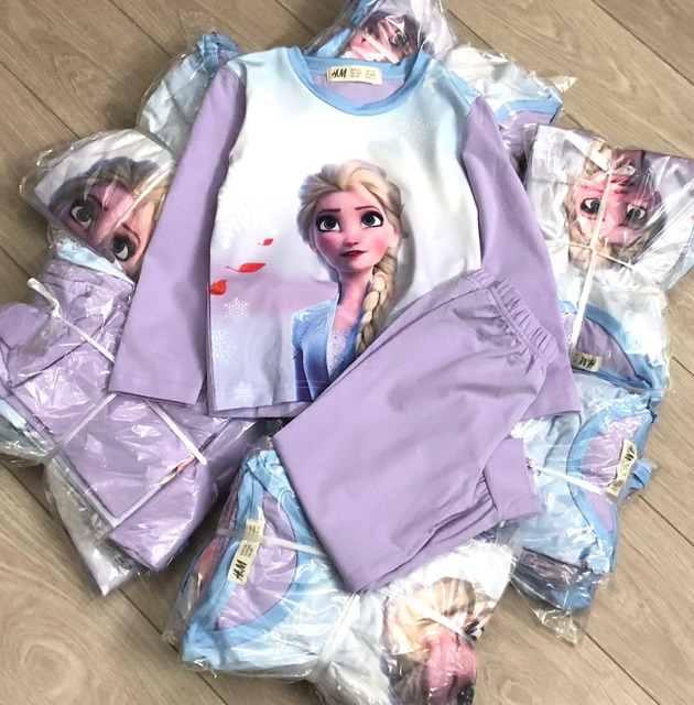 Bộ cotton dài HM Elsa tím 1-10Y