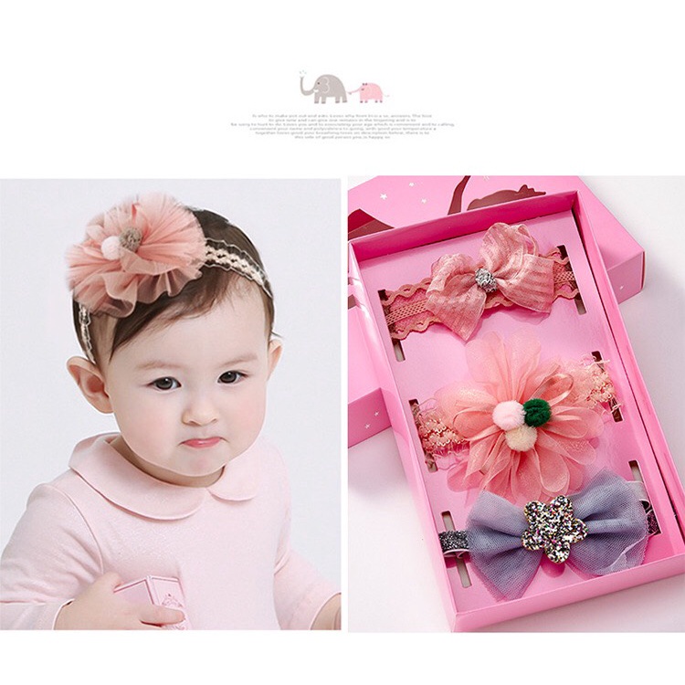 Set 3 băng đô bé gái sơ sinh - 3y, hàng TQ nội địa