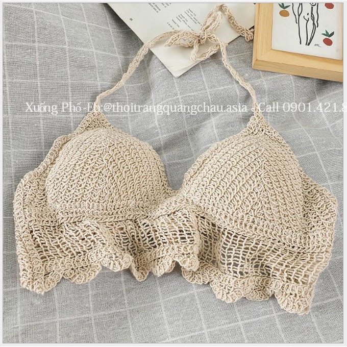 (Hàng Nhập) Áo crochet len móc đi biển kiểu dáng thời trang # 30X