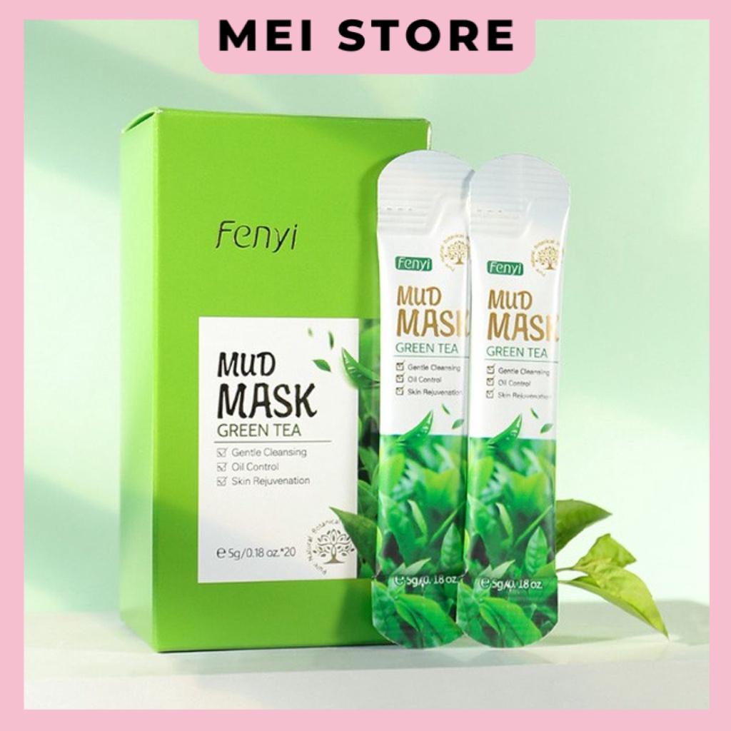 Hộp 20 Gói Mặt Nạ Bùn Fenyi Green Tea Mud Mask Sena Beauty Làm Sạch Da Kiềm Dầu Trà Xanh