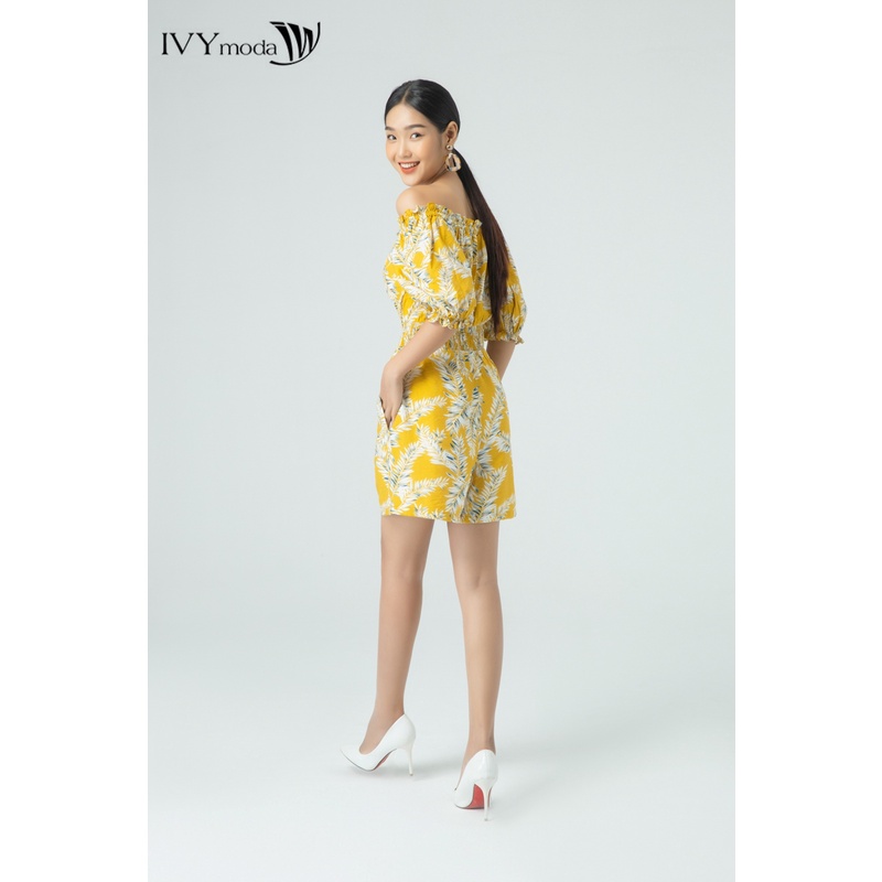 [NHẬP WABRTL5 GIẢM 10% TỐI ĐA 50K ĐH 250K ]Áo liền quần nữ trễ vai vải thô IVY moda MS 18B8287