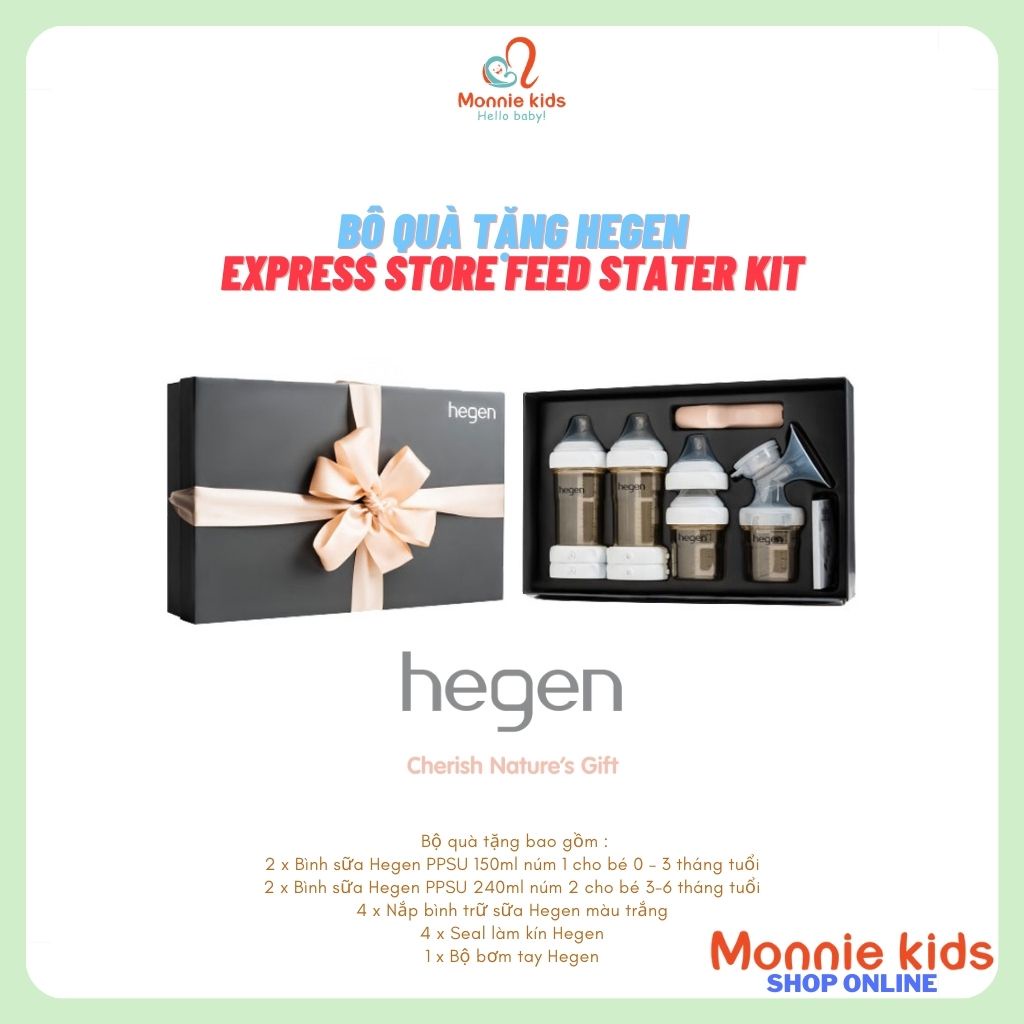 Bộ quà tặng Hegen Express Store Feed Stater Kit, set tặng quà đồ sơ sinh - Monnie Kids