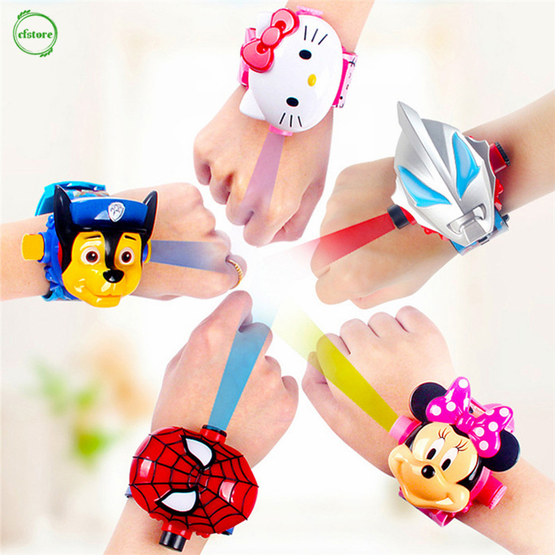 Đồng Hồ Điện Tử Đồ Chơi Có Đèn Led Chiếu Họa Tiết Hoạt Hình Cho Bé