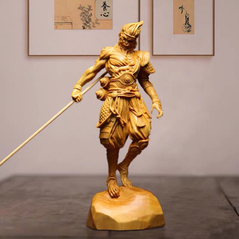 Tượng gỗ Tề Thiên Hàng Yêu-cao 17cm.