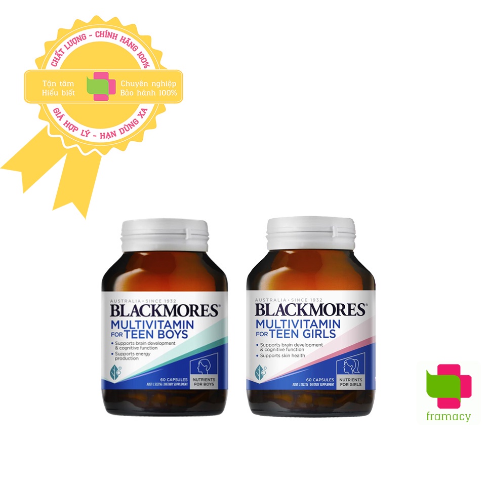 Vitamin tổng hợp dành cho bé trai/bé gái Blackmores Multivitamin for Teen Boys/Girls, Úc  giúp phát triển toàn diện