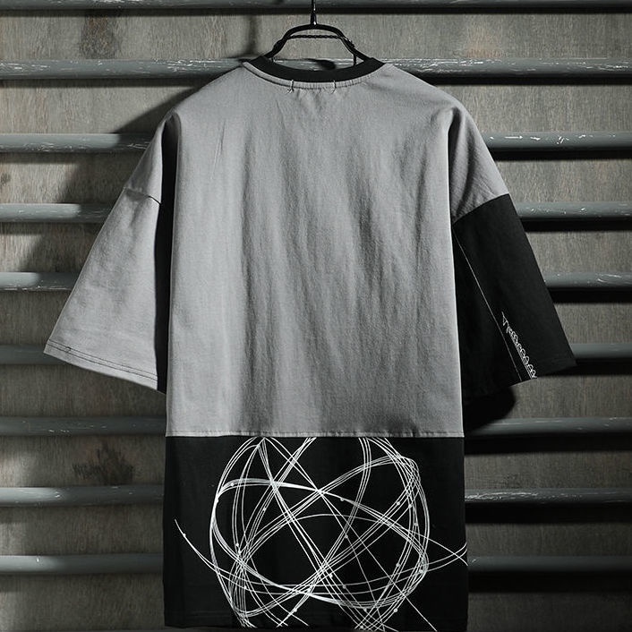 Áo Thun Tay Ngắn Dáng Rộng Phong Cách Hip Hop Hồng Kông Cá Tính Cho Nam