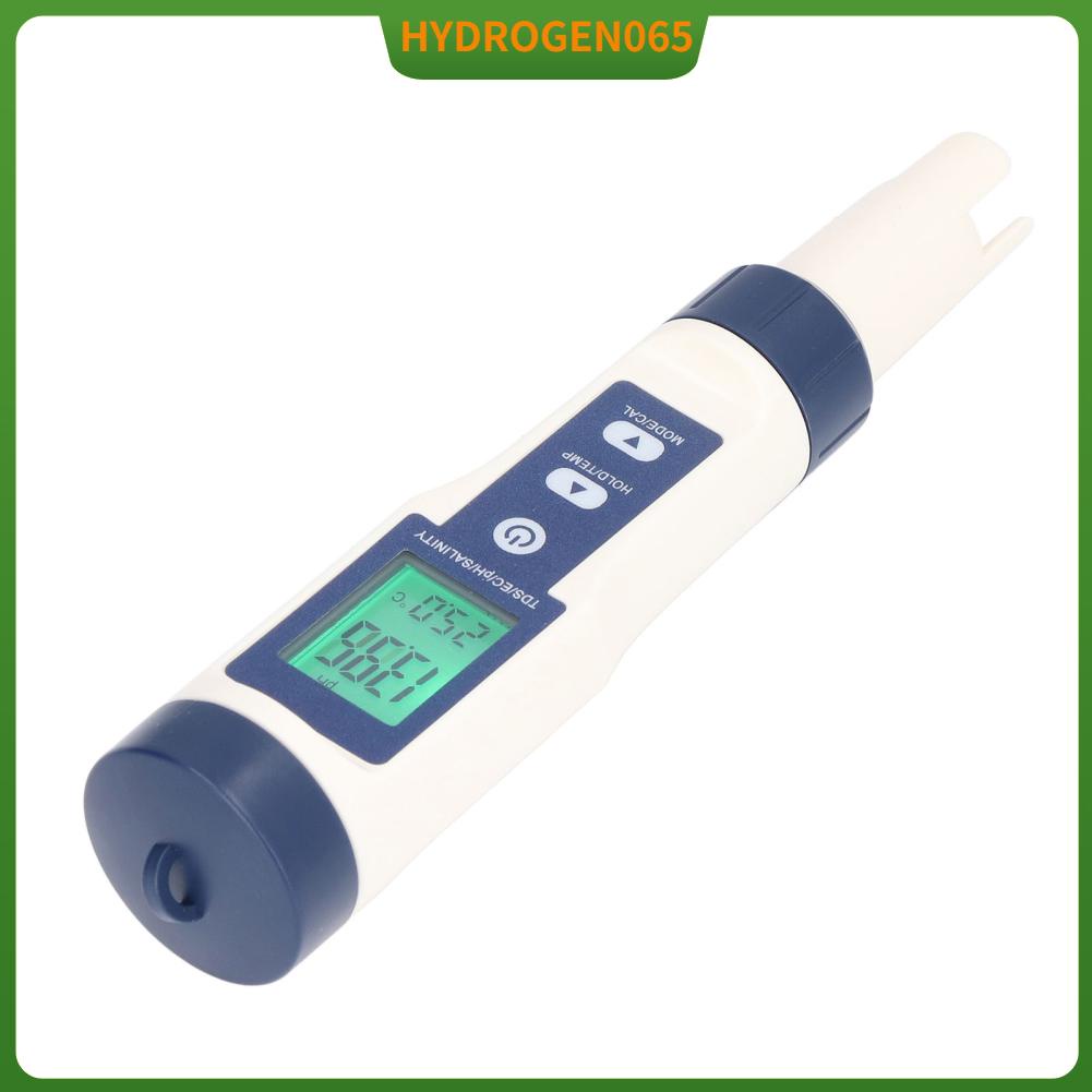 Máy đo chất lượng nước kỹ thuật số 5 trong 1 Nhiệt độ mặn PH TDS EC không thấm có đèn nền (Không bao gồm pin) Hydrogen065