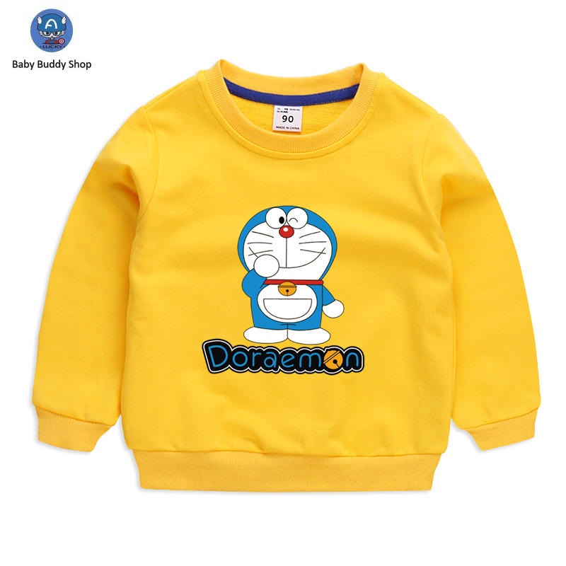 Áo Thun Tay Dài In Hình Doraemon Dễ Thương 10 Màu Lựa Chọn Cho Bé