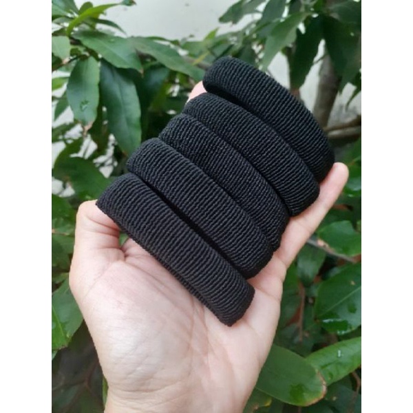Túi 10 thun cột tóc màu đen (bản 1.5cm, rộng 6cm)