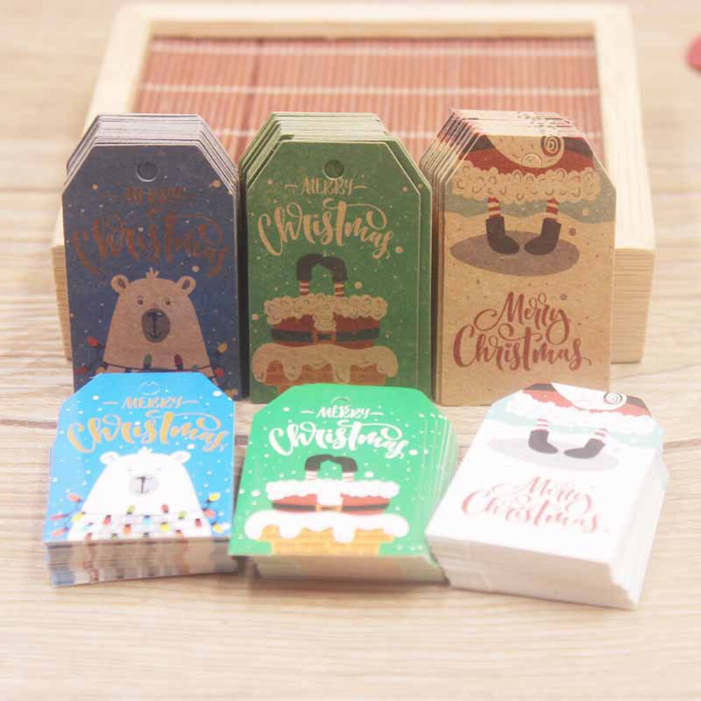Set 100 nhãn tag giấy kraft 5*3CM trang trí quà tặng Giáng sinh tự làm