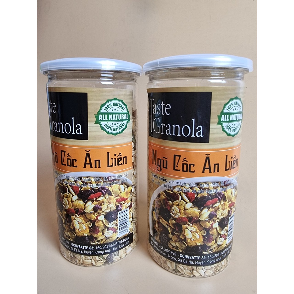 Hũ 500g Ngũ cốc Taste ăn kiêng Granola cao cấp nhiều hạt, giòn ngon bổ dưỡng
