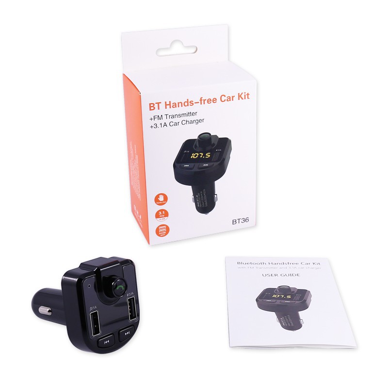 Sale 70% Bộ phát tín hiệu FM cho xe hơi tích hợp nghe nhạc Bluetooth với hai cổng sạc USB,  Giá gốc 417,000 đ - 71A84