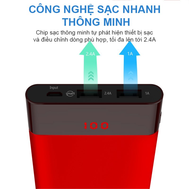 SẠC DỰ PHÒNG LED COLOR POWER PRO 10000MAH - Hàng Chính Hãng