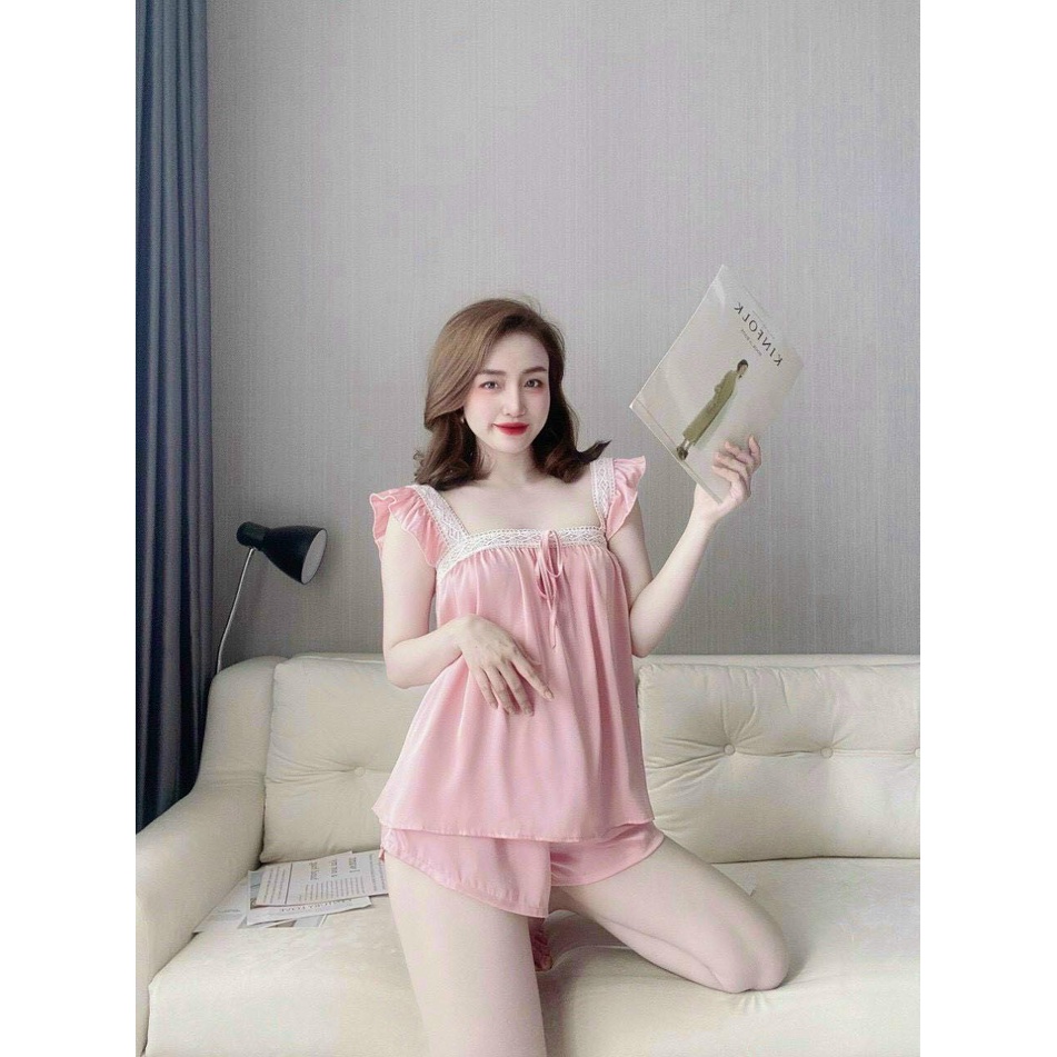 Bộ đùi mặc nhà nữ lụa satin thiết kế siêu đẹp, hàng chất lượng, hình thật 100%