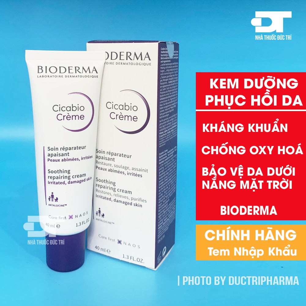 [NHẬP KHẨU CHÍNH HÃNG] Kem dưỡng phục hồi và làm dịu da Bioderma Cicabio Cream 40ml