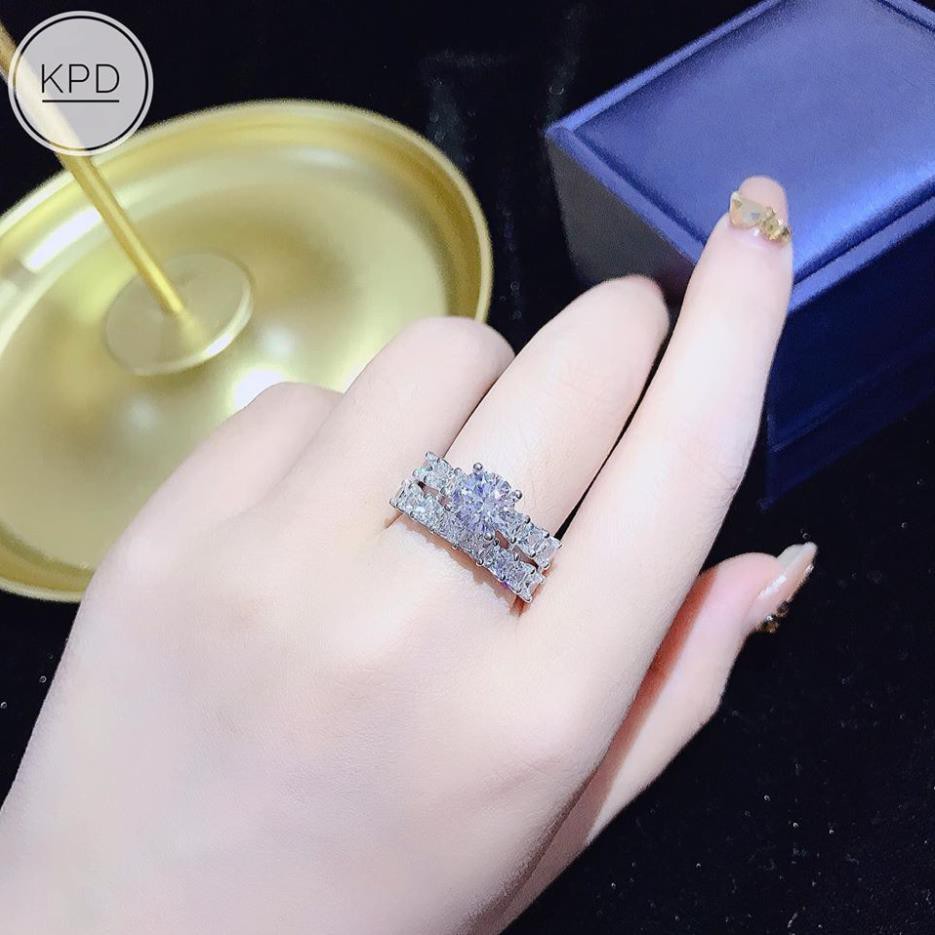 HÀNG CAO CẤP NHẪN NỮ GHÉP ĐÔI BẠC Ý XI BẠCH KIM - Trang sức bạc đẹp hjc