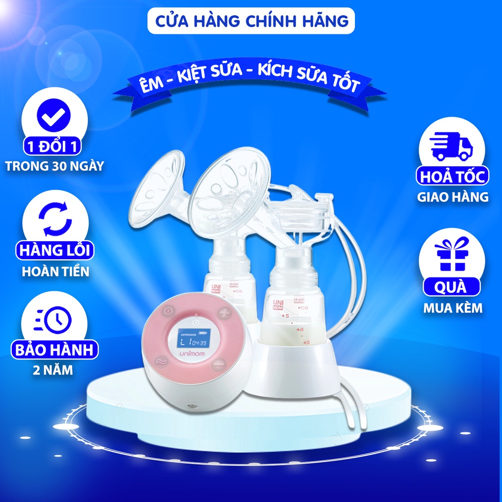 Máy hút sữa điện đôi Minuet UNIMOM có pin sạc kèm Adapter màn hình LCD / màn hình LED
