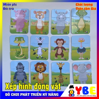 Ghép hình động vật dễ thương bằng giấy giúp các bé phát triển kỹ năng logic đồ chơi học liệu montessori