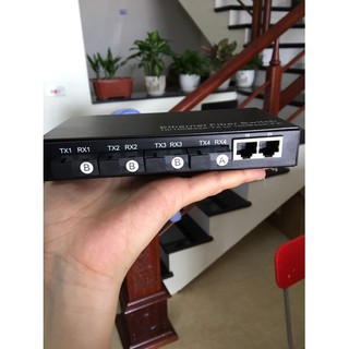 switch quang 4 cổng SC + 2 Cổng J45 - SWITCH CHIA 2 LAN 4 QUANG