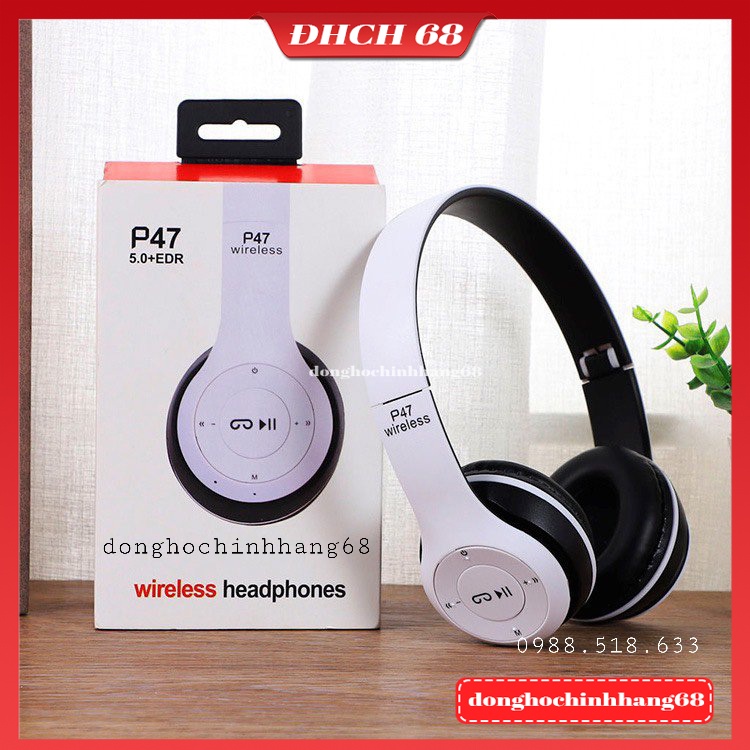 Tai Nghe Chụp Tai Bluetooth P47, Tai Không Dây Có Mic, Có Thẻ Nhớ, Âm Bass Cực Chất, Nghe Nhạc Cực Hay Bảo Hành 12 Tháng