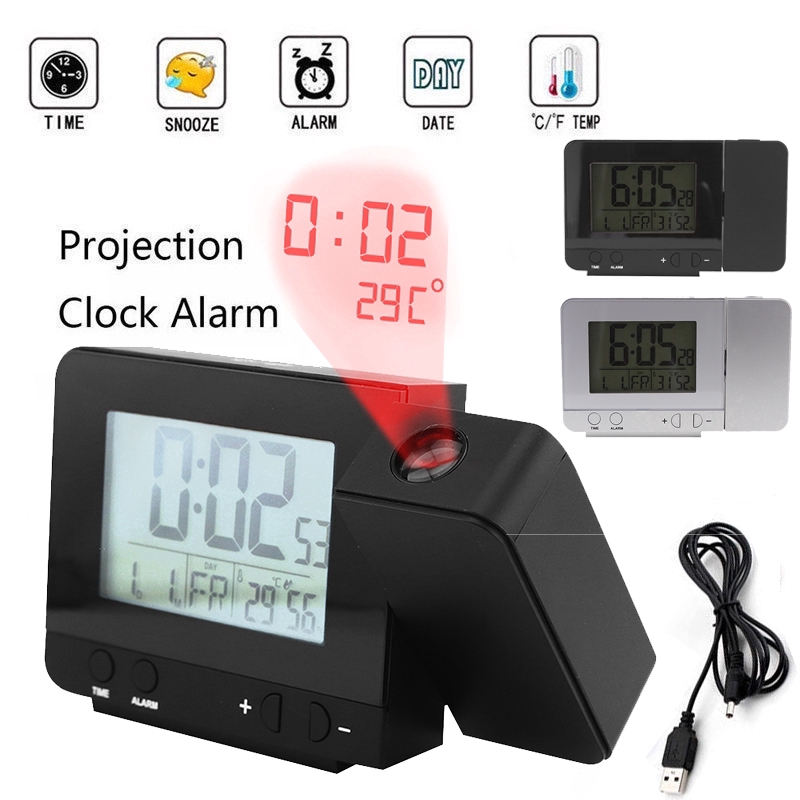 Đồng Hồ Báo Thức Led Screen USB Charging Alarm Clock Digital Led Projector Projection Weather Station Calendar Snooze