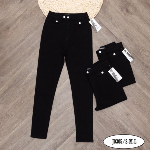 Quần Jean Skinny Nữ Màu Đen 2 Nút Thời Trang J0305