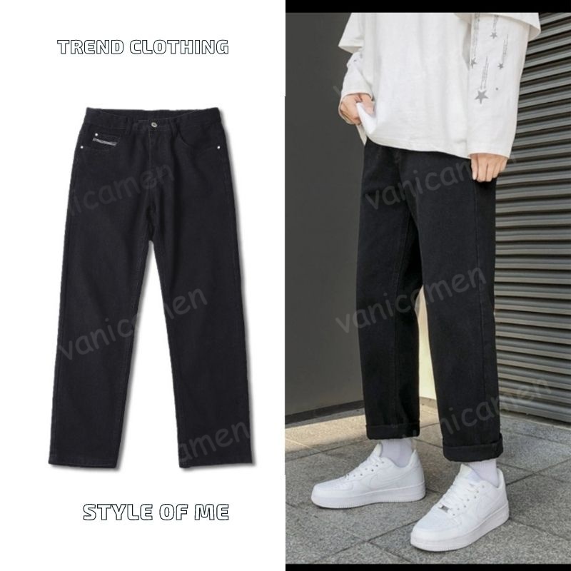Quần Jean nam, Quần Jeans baggy đen full ống suông, rộng, hottrend 2021-VANICAMEN!
